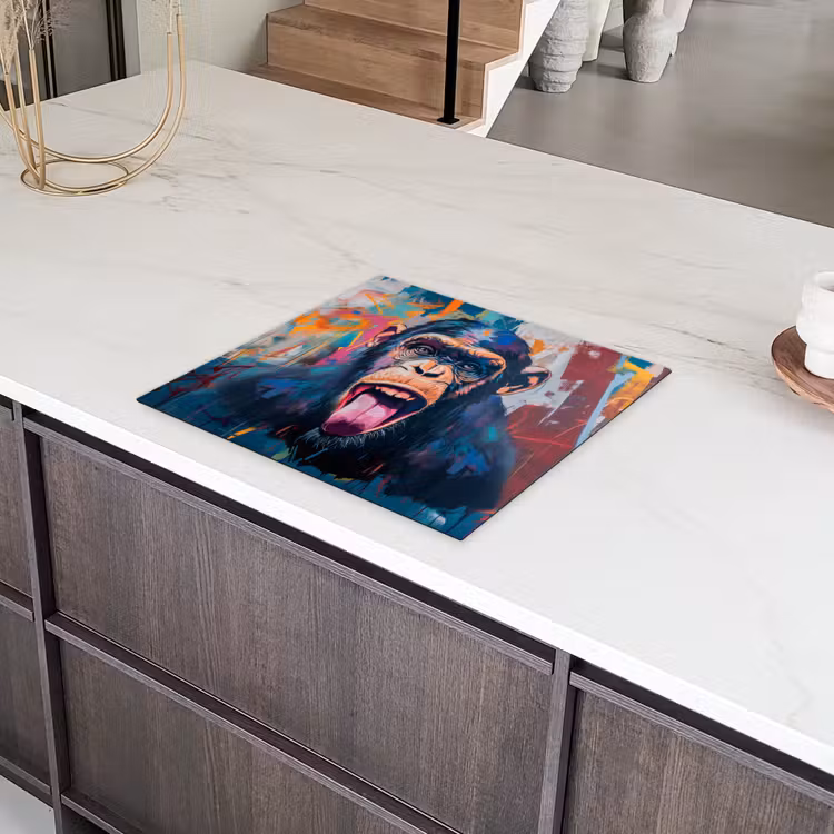 Aap - Tong - Abstract - Zwart Inductie beschermer vinyl 3mm middel -sfeer8