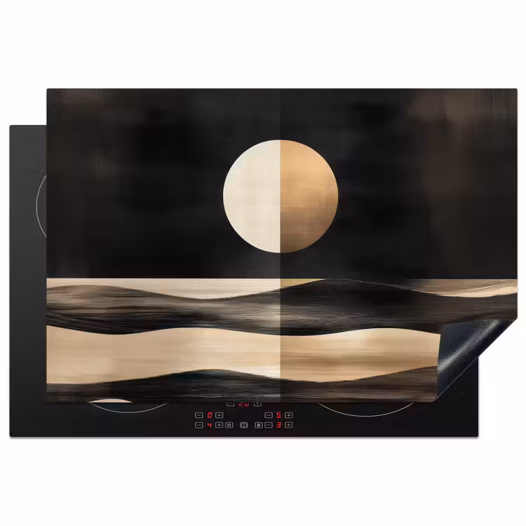 Maan - Cirkel - Goud Inductie beschermer vinyl 3mm klein -3d