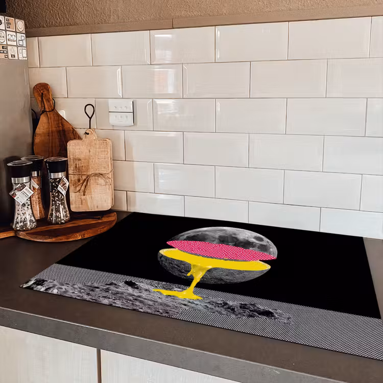 Maan - Geel - Roze - Zwart Inductie beschermer vinyl 3mm klein -sfeer3