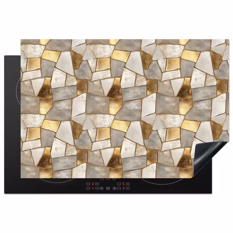 Mozaïek - Marmer - Goud Inductie beschermer vinyl 3mm klein 276 -3d