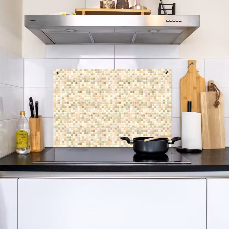 Mozaïek - Patroon - Beige Inductie beschemer met haakjes klein 777 -sfeer2