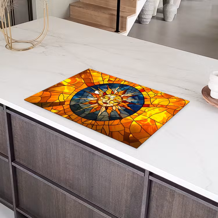 Mozaïek - Zon - Geel - Cirkel Inductie beschermer vinyl 3mm klein -sfeer8