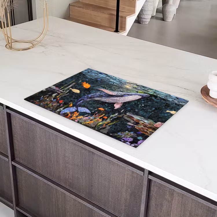 Mozaïek - Walvis - Koraal - Water Inductie beschermer vinyl 3mm klein -sfeer8