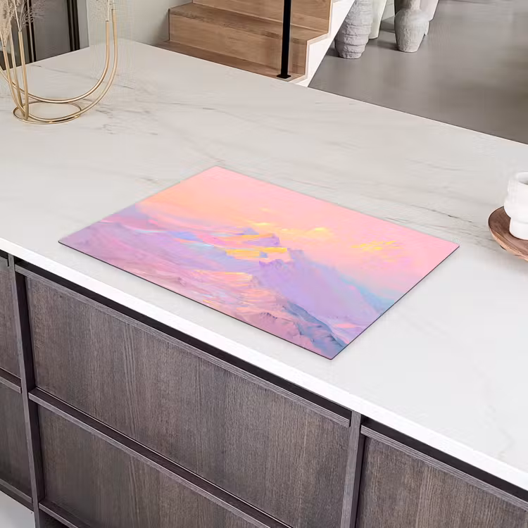Bergtoppen - Wolken - Dromerig Inductie beschermer vinyl 3mm klein -sfeer8