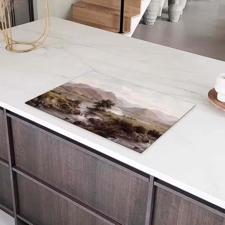 Berglandschap - Meer - Bergen - Vallei - Klassiek Inductie beschermer vinyl 3mm klein -sfeer8