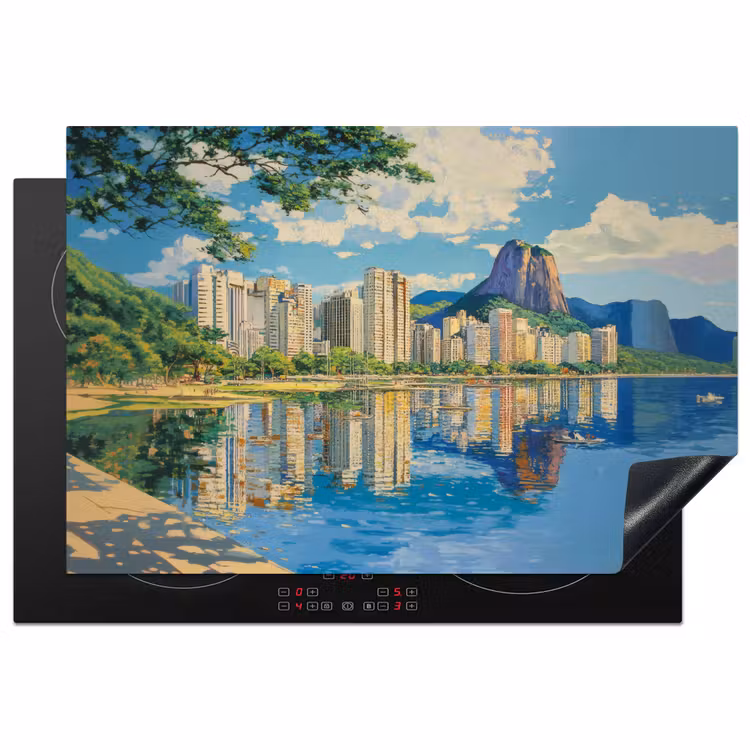 Berg - Skyline - Strand - Water Inductie beschermer vinyl 3mm klein -3d