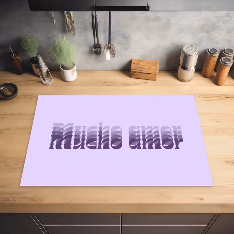 Mucho amor - Paars - Gelaagde letters Inductie beschermer vinyl 3mm klein -sfeer5