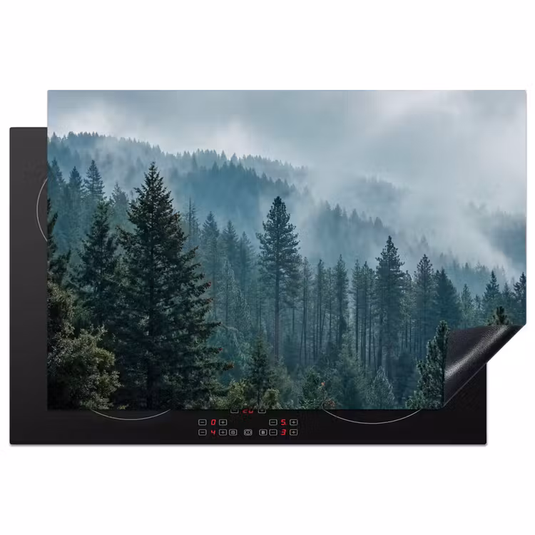 Naaldwoud - Bergen - Mist Inductie beschermer vinyl 3mm klein -3d