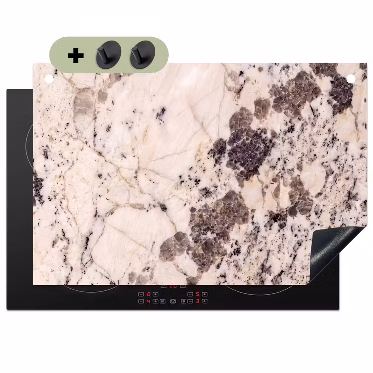 Natuursteen - Patroon - Abstract - Beige - Grijs Inductie beschemer met haakjes klein -3d