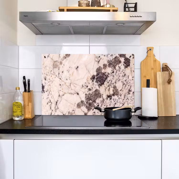 Natuursteen - Patroon - Abstract - Beige - Grijs Inductie beschemer met haakjes klein -sfeer2