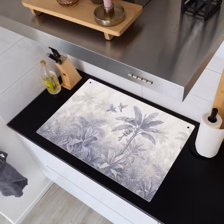 Natuur - Vogel - Jungle - Illustratie - Blauw Inductie beschemer met haakjes klein -sfeer1