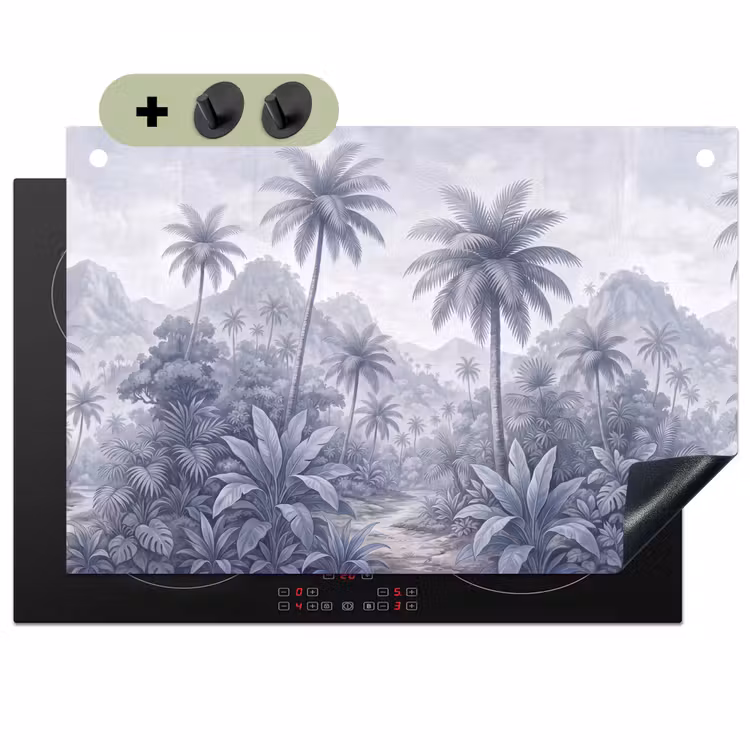 Natuur - Boom - Tropisch - Landschap - Blauw Inductie beschemer met haakjes klein -3d