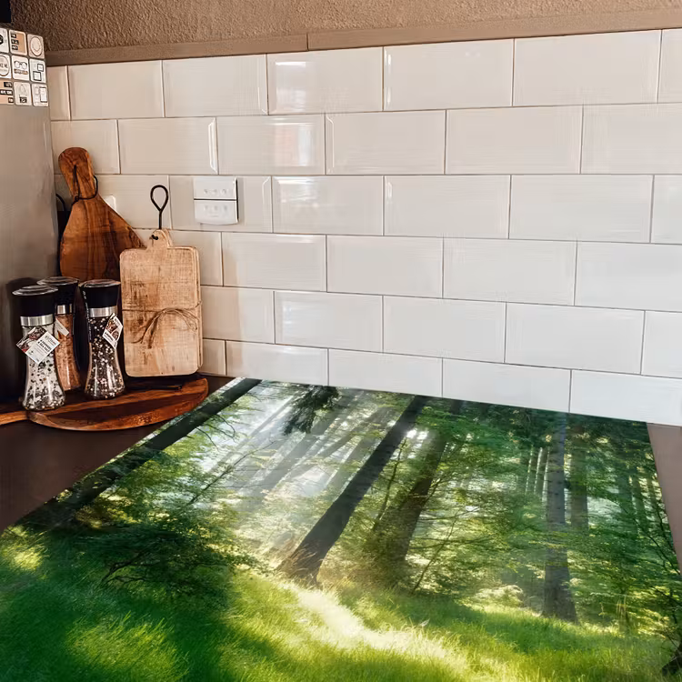 Natuur - Bomen - Bos - Groen - Zon - Gras - Planten Inductie beschermer vinyl 3mm middel -sfeer3