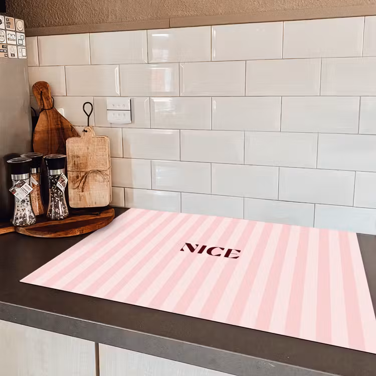 Nice - Strepen - Roze Inductie beschermer vinyl 3mm klein -sfeer3