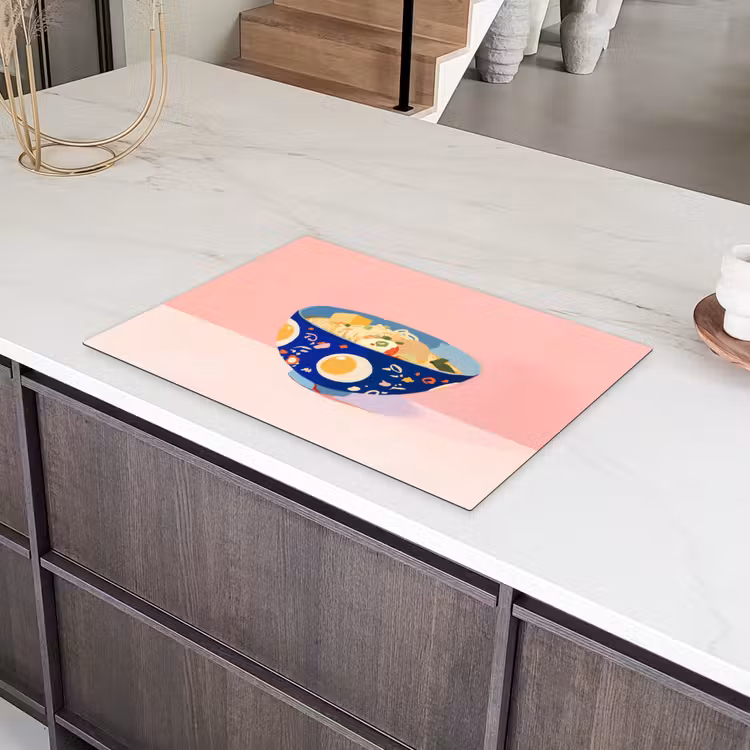 Noodles - Kom - Blauw - Illustratie Inductie beschermer vinyl 3mm klein -sfeer8