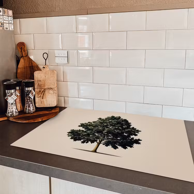 Eikenboom - Schaduw - Egaal Inductie beschermer vinyl 3mm klein -sfeer3