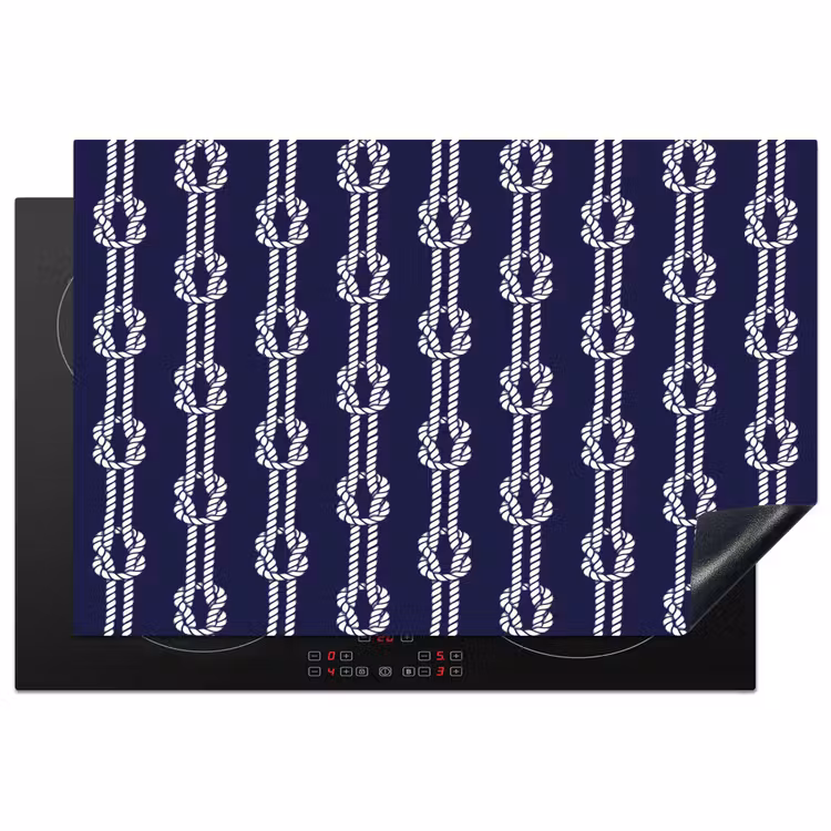Oceaan - Touw - Blauw - Wit Inductie beschermer vinyl 3mm klein 276 -3d