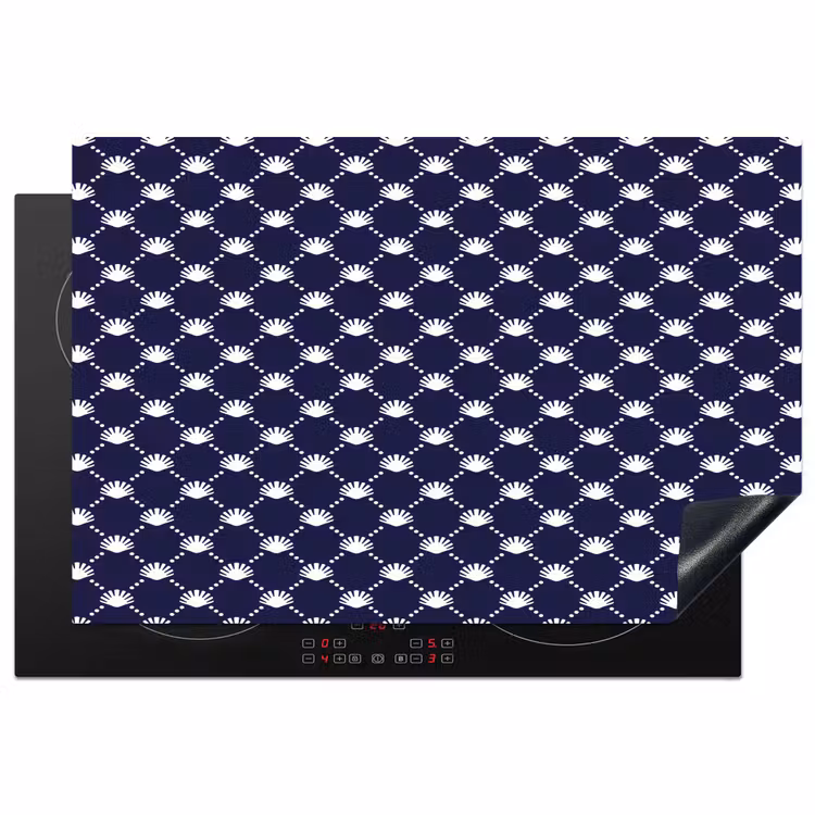 Oceaan - Schelp - Blauw - Wit Inductie beschermer vinyl 3mm klein 276 -3d