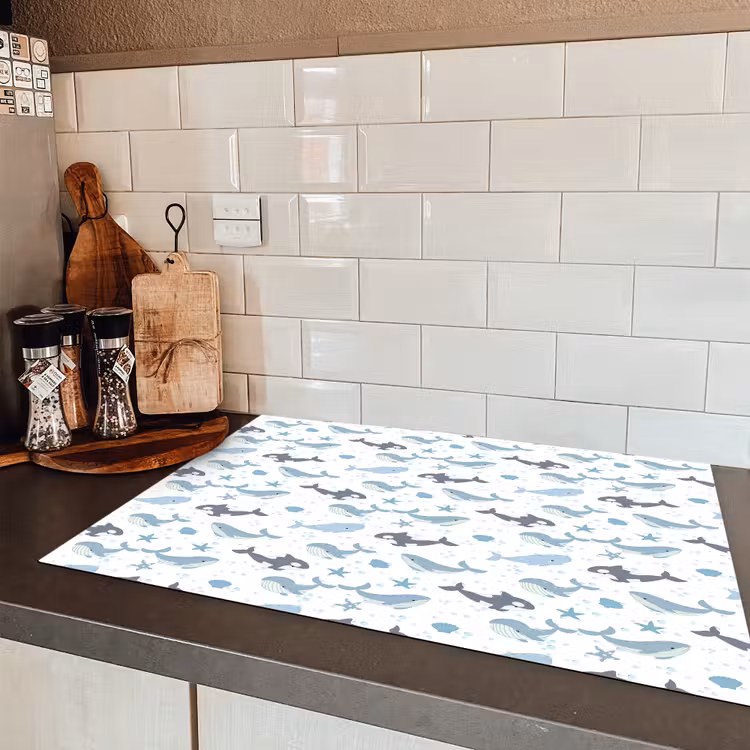 Oceaan - Walvis - Orka - Blauw Inductie beschermer vinyl 3mm klein 276 -sfeer3