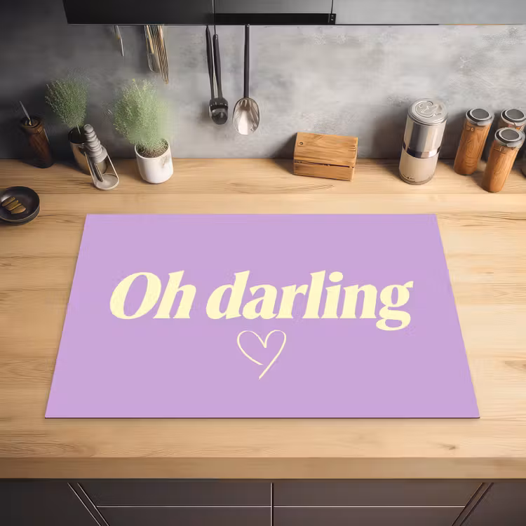 Oh darling - Hart - Paars Inductie beschermer vinyl 3mm klein -sfeer5