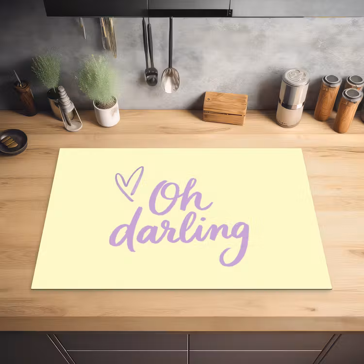 Oh darling - Geel - Hart Inductie beschermer vinyl 3mm klein -sfeer5