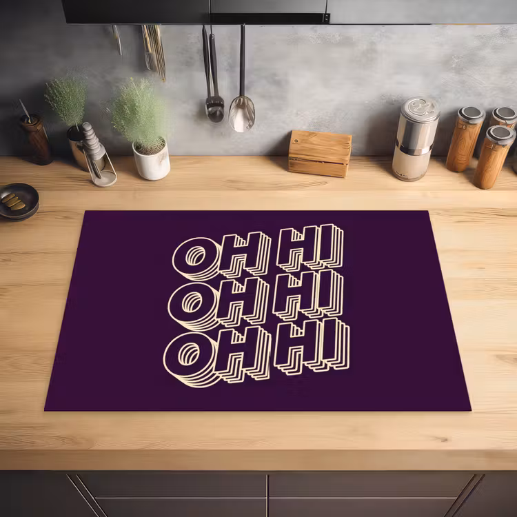 Oh hi - Paars - 3D Inductie beschermer vinyl 3mm klein -sfeer5