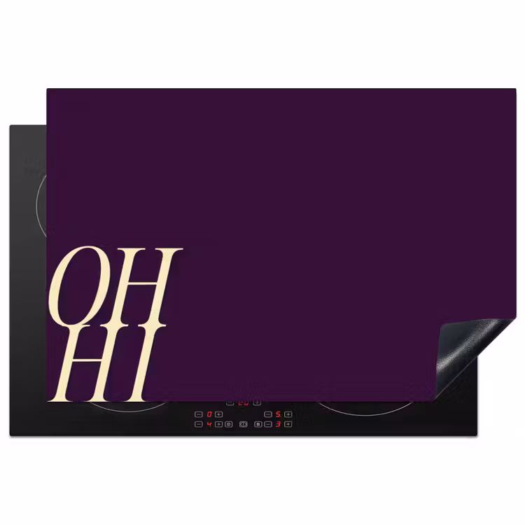 Oh hi - Paars - Cursief Inductie beschermer vinyl 3mm klein -3d