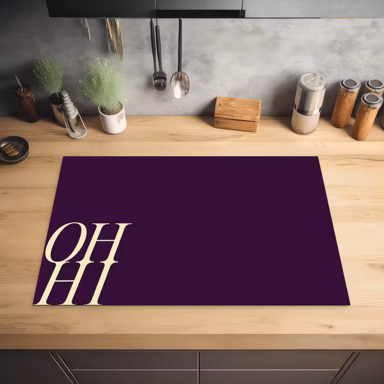 Oh hi - Paars - Cursief Inductie beschermer vinyl 3mm klein -sfeer5