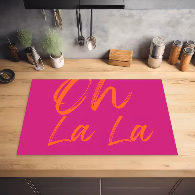 Oh la la - Oranje - Roze Inductie beschermer vinyl 3mm klein -sfeer5