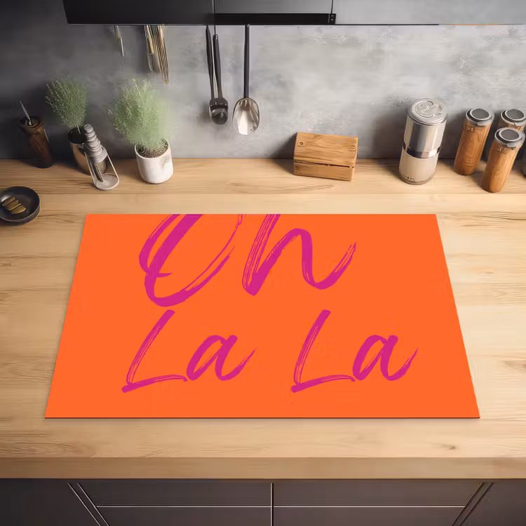 Oh la la - Oranje - Roze - Grafisch Inductie beschermer vinyl 3mm klein -sfeer5