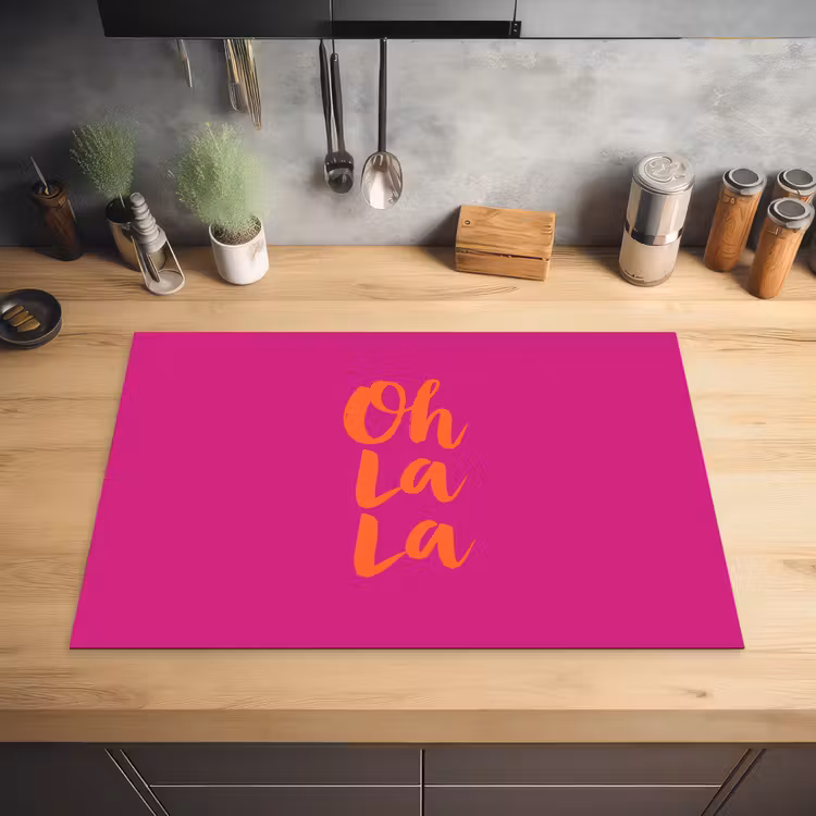 Oh la la - Roze - Oranje - Minimalistisch Inductie beschermer vinyl 3mm klein -sfeer5