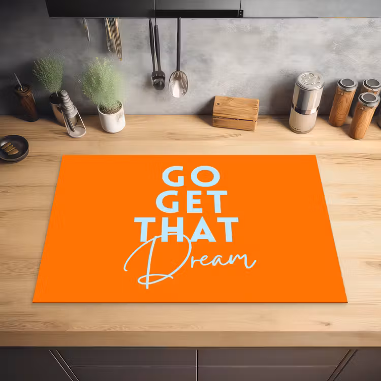 Oranje - Blauw - Go get that dream Inductie beschermer vinyl 3mm klein -sfeer5