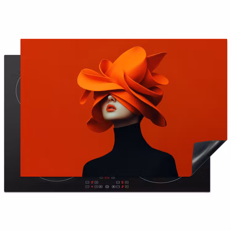 Oranje - Hoed - Vrouw Inductie beschermer vinyl 3mm klein -3d