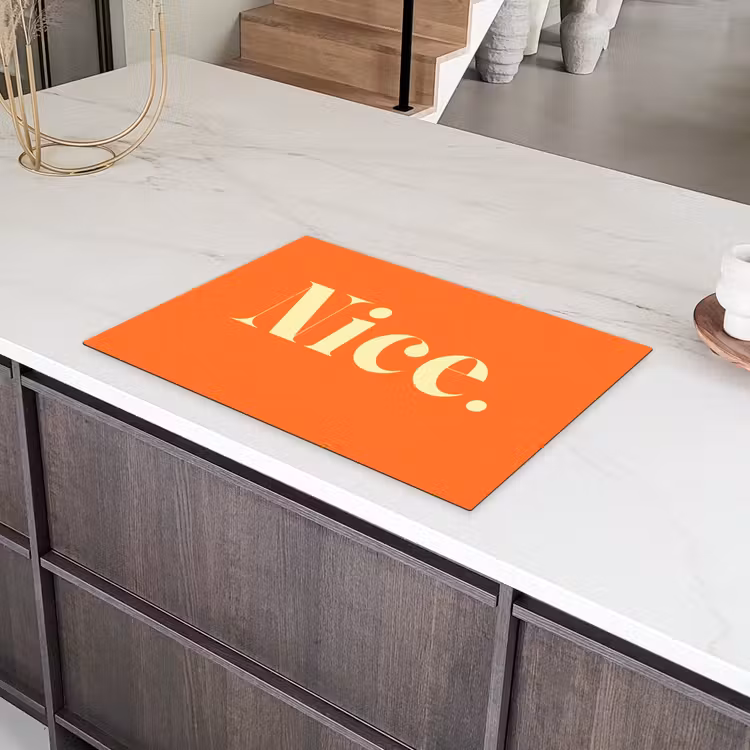 Oranje - Gebroken wit - Nice Inductie beschermer vinyl 3mm klein -sfeer8