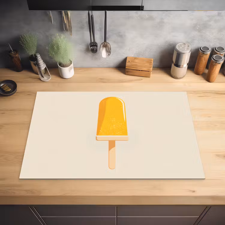 Oranje - Stokje - Waterijsje Inductie beschermer vinyl 3mm klein -sfeer5