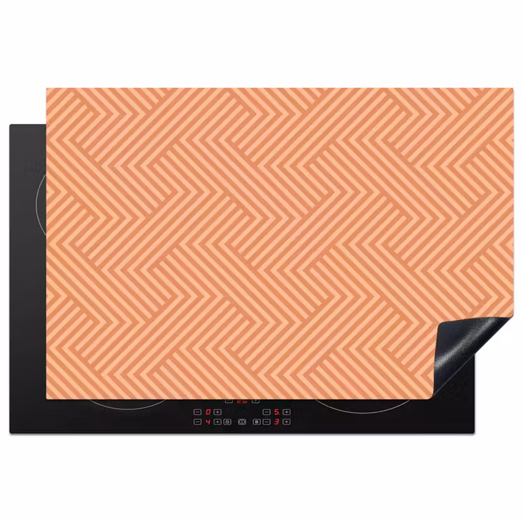 Oranje - Strepen - Patroon Inductie beschermer vinyl 3mm klein 276 -3d