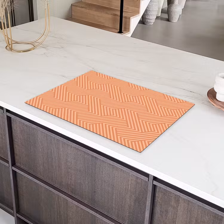 Oranje - Strepen - Patroon Inductie beschermer vinyl 3mm klein 276 -sfeer8