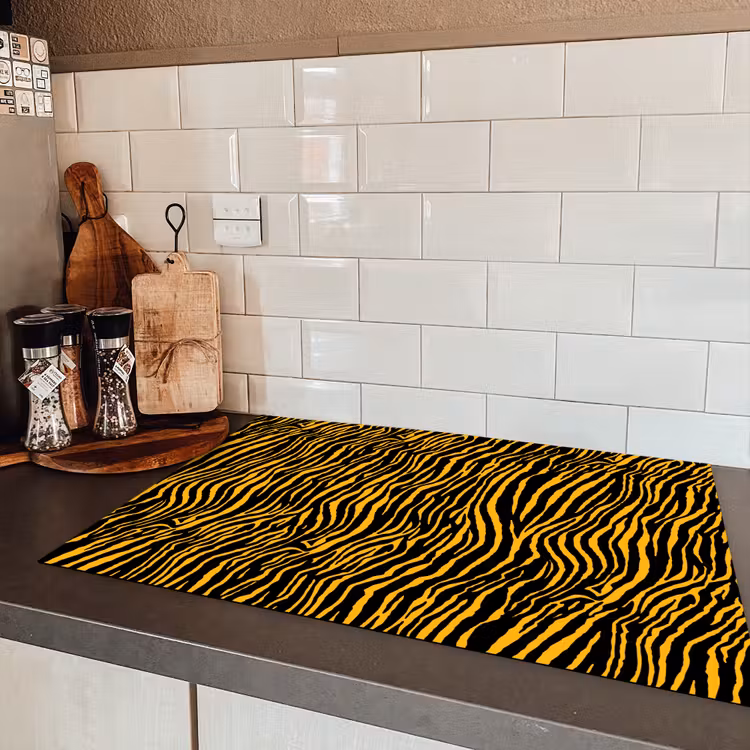 Oranje - Tijger - Zwart - Patroon Inductie beschermer vinyl 3mm klein 276 -sfeer3