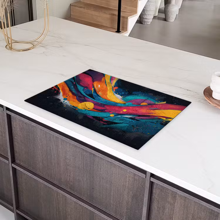 Banen - Golven - Kleurrijk - Abstract Inductie beschermer vinyl 3mm klein -sfeer8