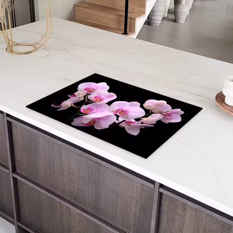 Orchidee - Bloemen - Roze - Flora Inductie beschermer vinyl 3mm klein -sfeer8
