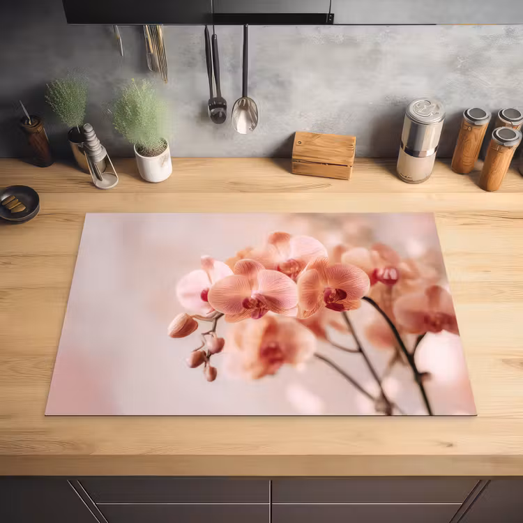 Orchidee - Bloemen - Roze - Bloemblaadjes Inductie beschermer vinyl 3mm klein -sfeer5