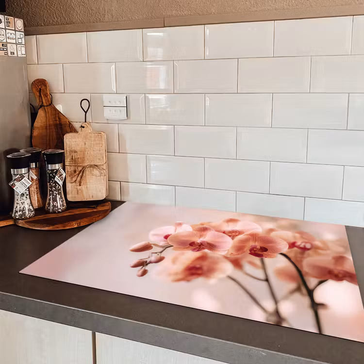 Orchidee - Bloemen - Roze - Bloemblaadjes Inductie beschermer vinyl 3mm klein -sfeer3