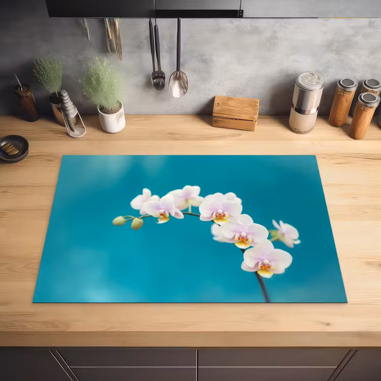 Orchidee - Bloemen - Plant - Wit - Paars Inductie beschermer vinyl 3mm klein -sfeer5