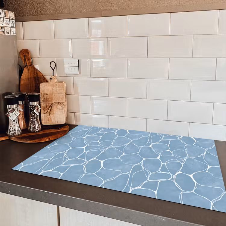 Organisch - Patroon - Blauw Inductie beschermer vinyl 3mm klein 276 -sfeer3