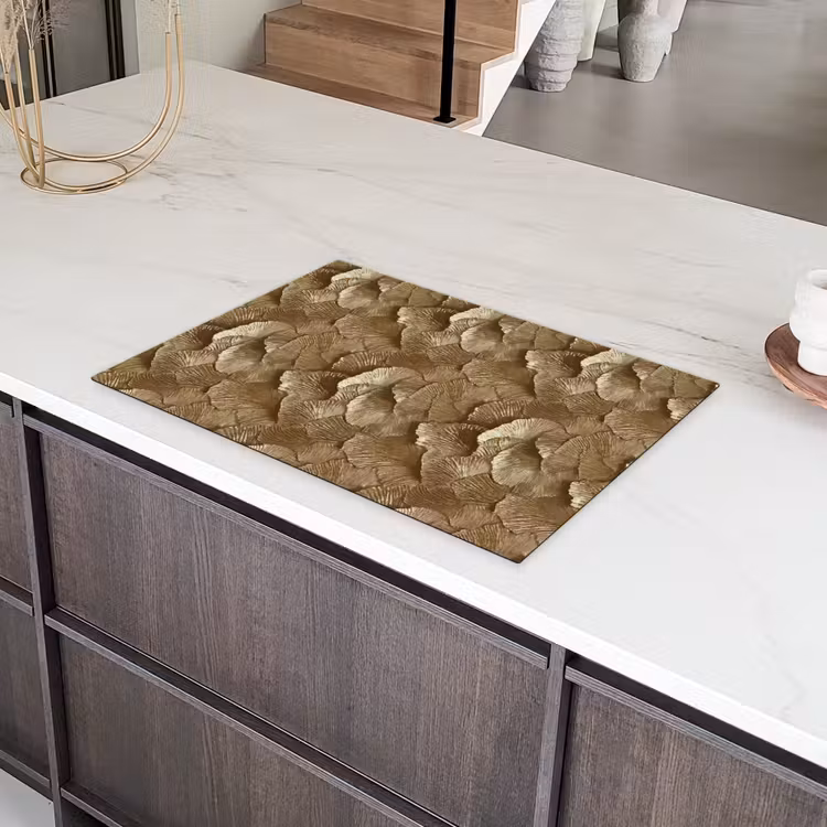 Organisch - Patroon - Bladeren - Goud Inductie beschermer vinyl 3mm klein 276 -sfeer8
