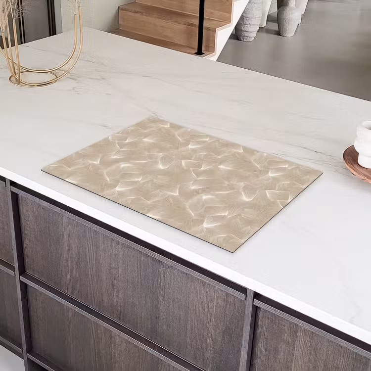 Organisch - Textuur - Beige Inductie beschermer vinyl 3mm klein 276 -sfeer8