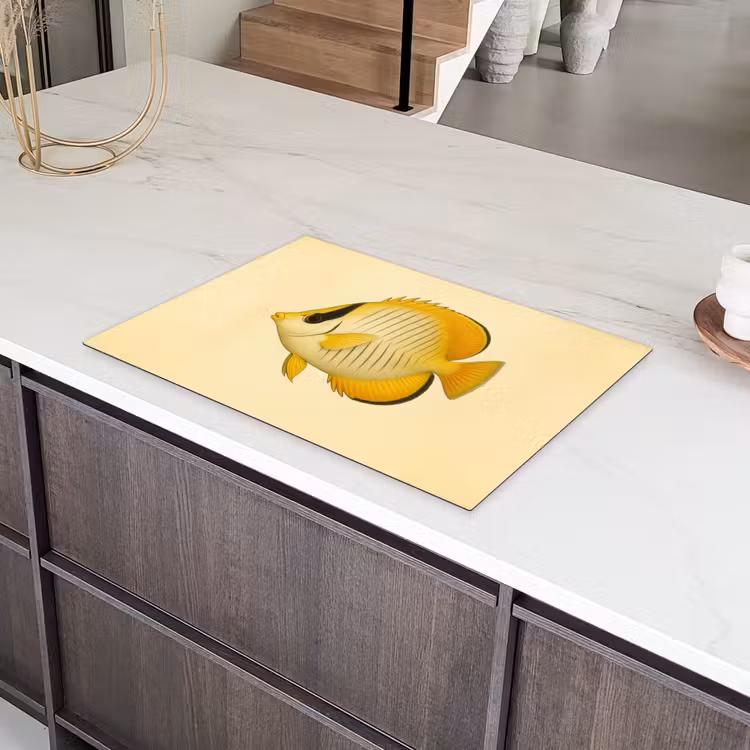 Ovaal - Vis - Geel - Schubben Inductie beschermer vinyl 3mm klein -sfeer8
