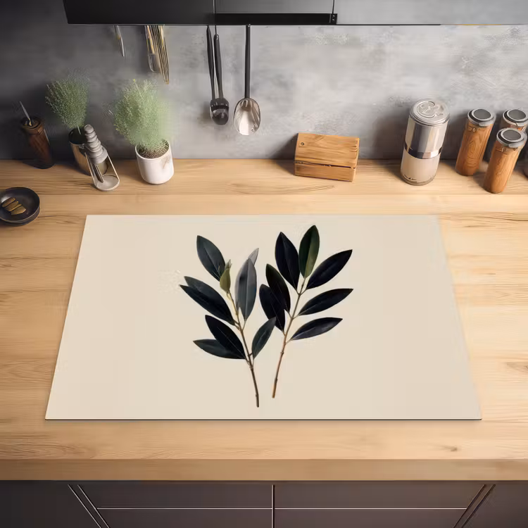 Ovaalvormige bladeren - Diep groen - Symmetrisch Inductie beschermer vinyl 3mm klein -sfeer5