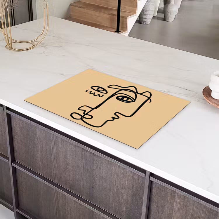 Overlappende profielen - Lichtbruin - Zwart Inductie beschermer vinyl 3mm klein -sfeer8
