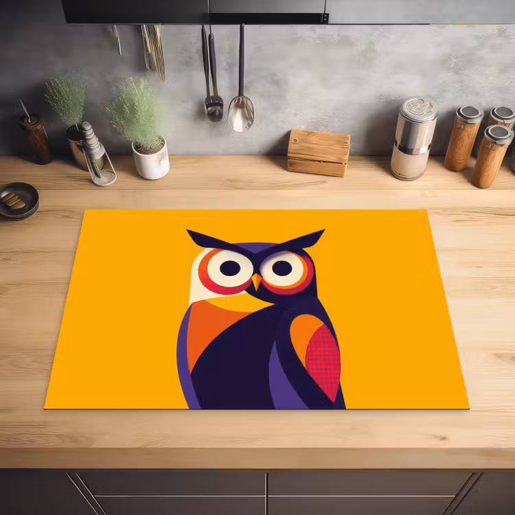 Uil - Grafisch - Kleurrijk - Ogen Inductie beschermer vinyl 3mm klein -sfeer5